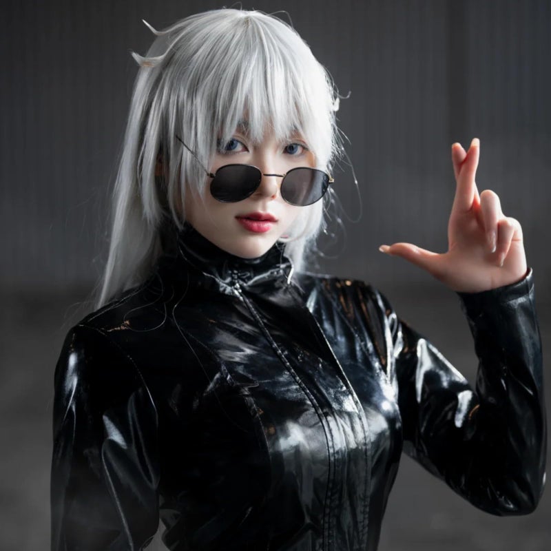 Anogol Hair Cap+32Inch/80cm Silver Wig for Women Cosplay Wig  Peluca Larga Plateada for Anime Cosplay Women Halloween Costumes  Silver White Wig Straight Wig for Halloween Party - Image 2